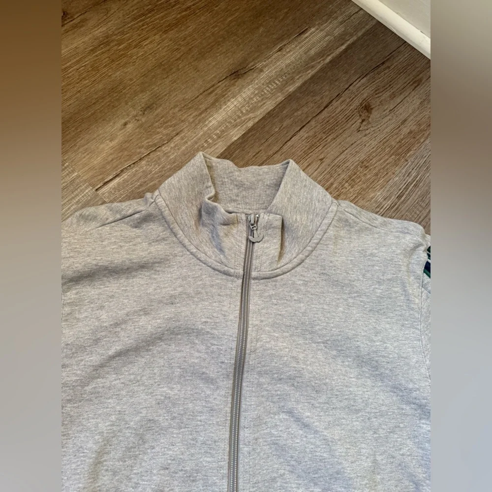 VTG Adidas Gray Zip-Up Jacket Sweatshirt With Stripes Green Blue Retro Size M